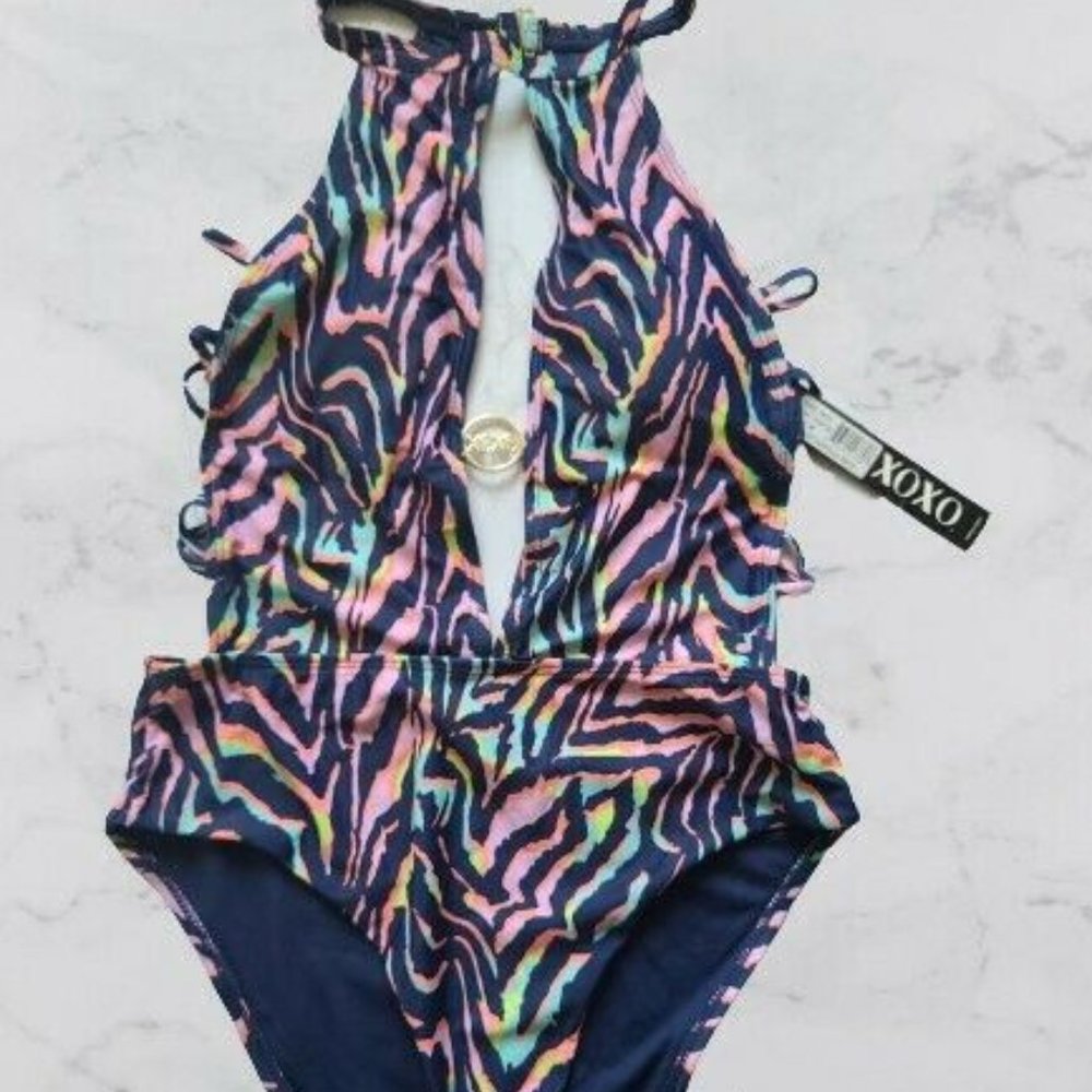 XOXO Swimwear High Neck Deep Plunge Size Medium